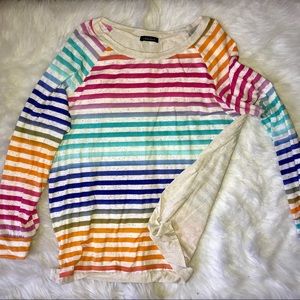 Rainbow stripe long sleeve tee